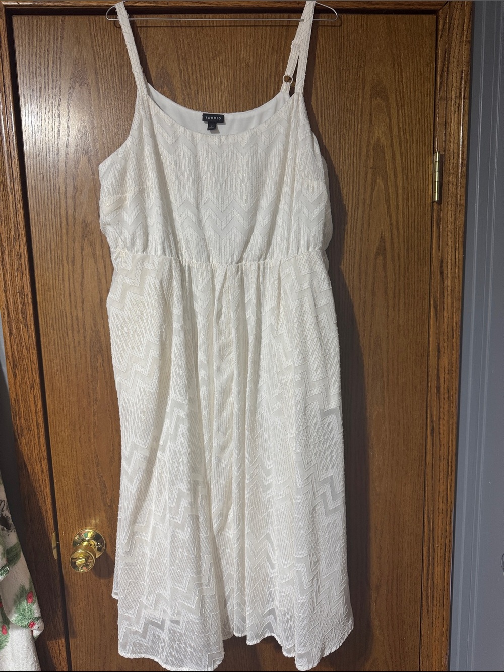 torrid Cream Chevron-Textured Midi Dress with Adjustable Straps